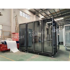 4 Glass Doors Beer Bottle Juice Cold Drink Vertical Display Beverage Showcase