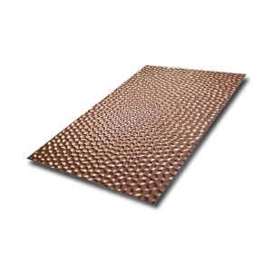 China Grade 201 304 316 PVD Rose Gold Color Hammered Metal Sheet Stainless Steel Table on sale
