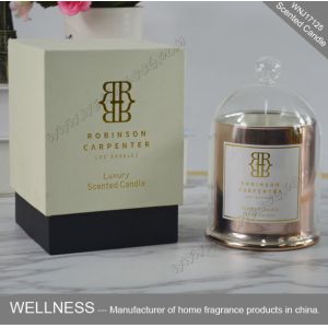 luxury domed soy wax candle with gold glass jar and gift box