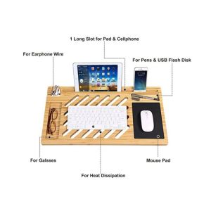 Sustainable Portable Bamboo Laptop Desk Tray Stand Single Tier