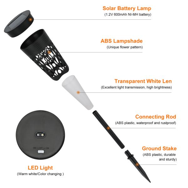 Modern Style IP65 Waterproof Pathway Garden Lights Solar Powered Decorative