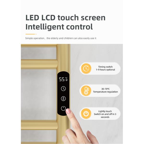 Gold Wall Mount HEATED Towel Warmer with Sleek Round Tube Design and Free Standing Option