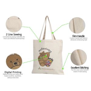 15oz Snap Button X Stitched Canvas Cotton Tote Bag