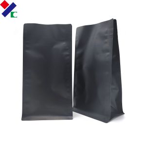 250g Flat Bottom Front Zipper Kraft Paper Coffee Bag With Valve 100 Micron
