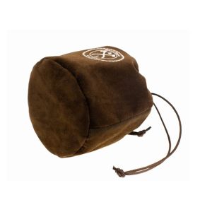 Brown Color Double Drawstring Velvet Gift Pouch Round Bottom Silk Screen