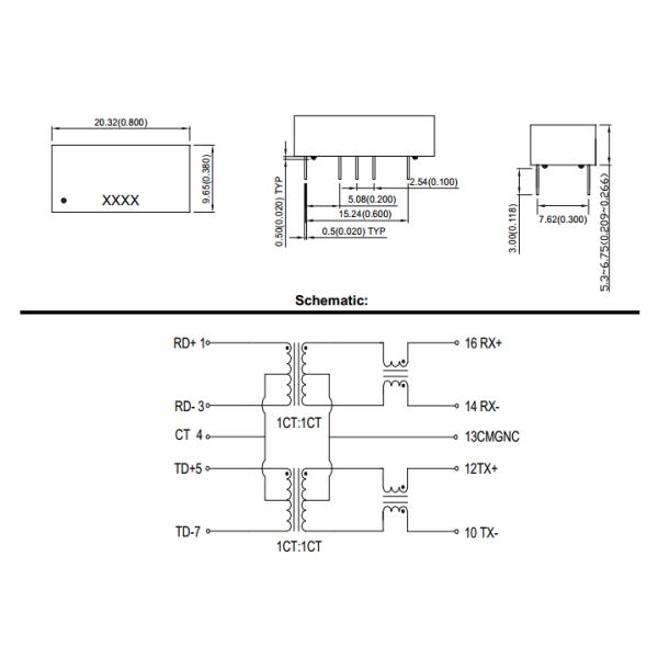 PHY / SMD Mounting Type Lan Isolation Transformer HST-1026DR / PM45-1040M