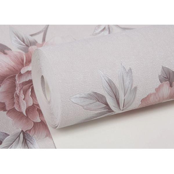 Embossed Pretty Black Purple and Silver Wallpaper with Floral Pattern For Bedrooms