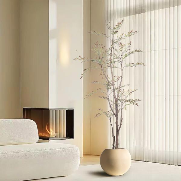 Wholesale Bonsai Red Green Variegated Artificial Plant Nandina Greenery Silk Heavenly Bamboo For Home Garden Outdoor Decor