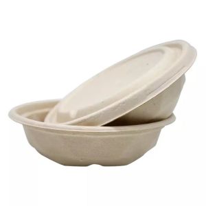 Paper Packaging Sugarcane Bagasse Disposable Soup Biodegradable Bowl With Lid