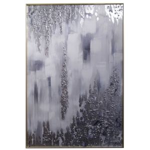 Customized Size Accepted Handpainted Abstract Silver Foil Art Oil Painting Wall