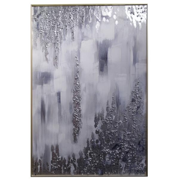 Customized Size Accepted Handpainted Abstract Silver Foil Art Oil Painting Wall