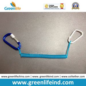 Plastic Bungee Coiled Cord W/Colored Carabiner Hook Simple Tether Leash