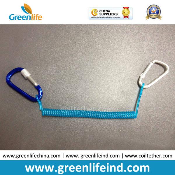 Buy Plastic Bungee Coiled Cord W/Colored Carabiner Hook Simple Tether Leash at wholesale prices