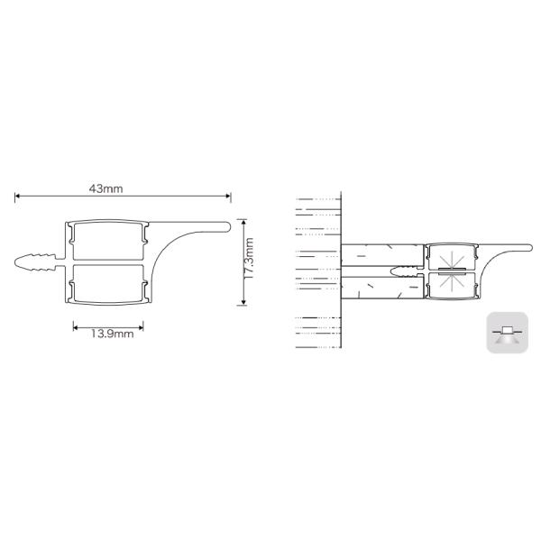 43*18mm Indoor Led Linear Lighting 3M Architecture Led Aluminum Profile