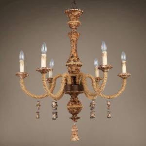 Rustic wood and iron chandelier for indoor home Lighting (WH-CI-68)