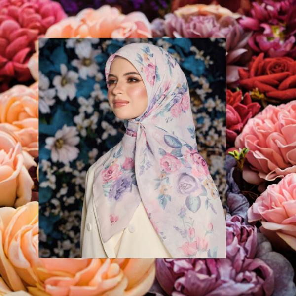 Cotton Voile Floral Design Hijab for Muslim Women Square Party Headscarf Tudung Bawal Spring Season Traditional Scarves Shawls