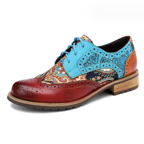 Buy British Style Womens Brogue Oxford Shoes Multi Colored Womens Leather Derby Shoes at wholesale prices