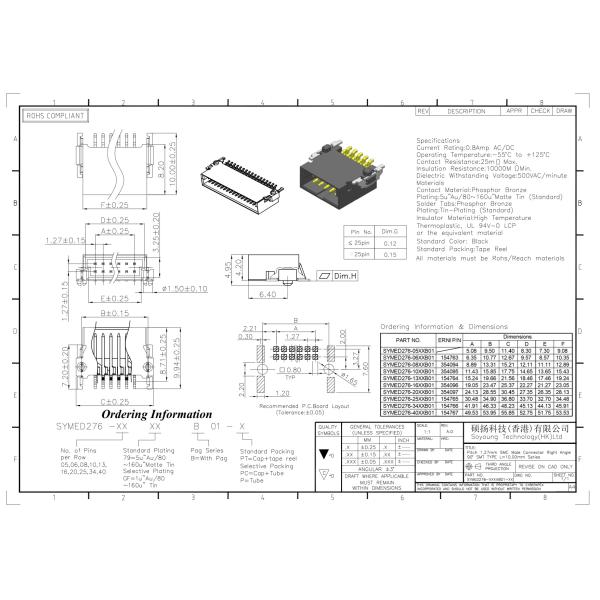 L 10.00mm High Speed Board To Board Male Connector Right Angle 90