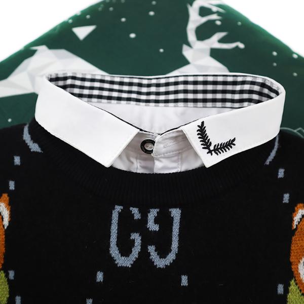 baby sweater Solid color with woven collar popular boys' and girls' tops Knitted long sleeve children's sweater