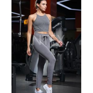 Ladies Matching Sets Crop Bra And Leggings Activewear Seamless