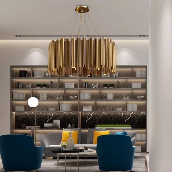 Luxury Gold Chandelier For Living Room Modern LED Home Decor tube chandelier(WH-CY-166)