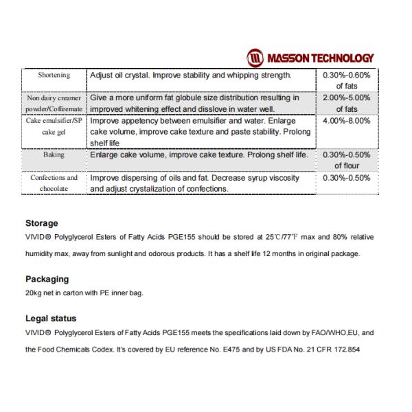 Polyglycerol Esters Fatty Acids Food Additive Emulsifier E475 PGE155