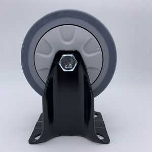 5 Inch Grey Rigid Fixed Soft Rubber Industrial Caster Wheels