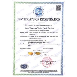 Tongcheng Bomei Plastic Co., Ltd. Certifications