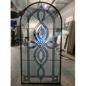 Classic Design Clear Beveled Door Glass Insert For Wood Doors With Grey And Brass Caming