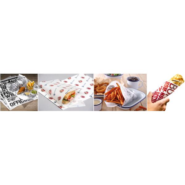 35gsm Food Grade White Greaseproof Paper Food Basket Liners For Sandwich