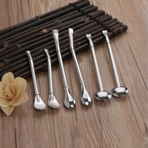 China Creative Coffee Drinking Mixing Spoon Stainless Steel Filter Straw Tea Bar Tools on sale