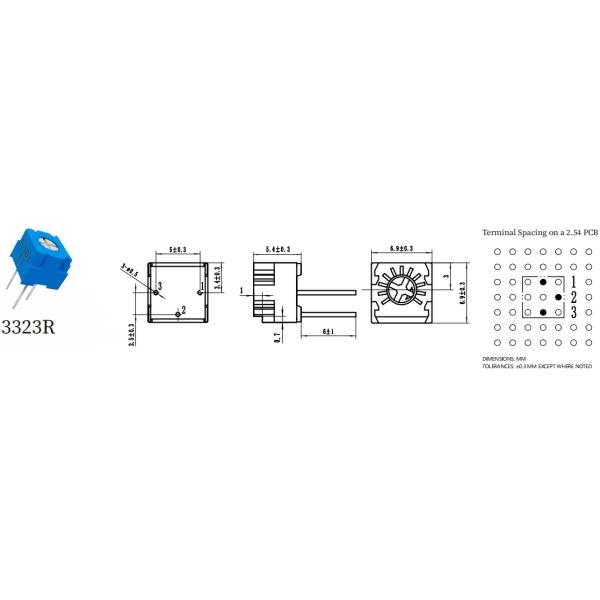 3323R 0.5W 1/4" Square Single Turn Cermet Trimmer Trimming Potentiometer