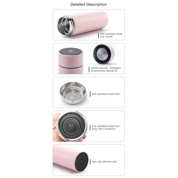 10OZ New Style Stainless Steel Vacuum Insulated Led Temperature Display Water Bottle Smart Water Flask