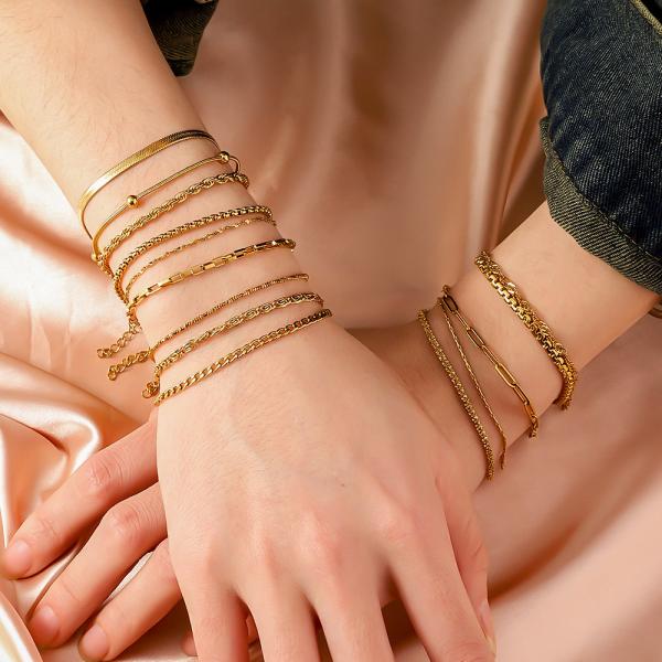 Gold Plated Stainless Steel Bracelet Women'S Memorial Eangagement Couple Gift Bracelets