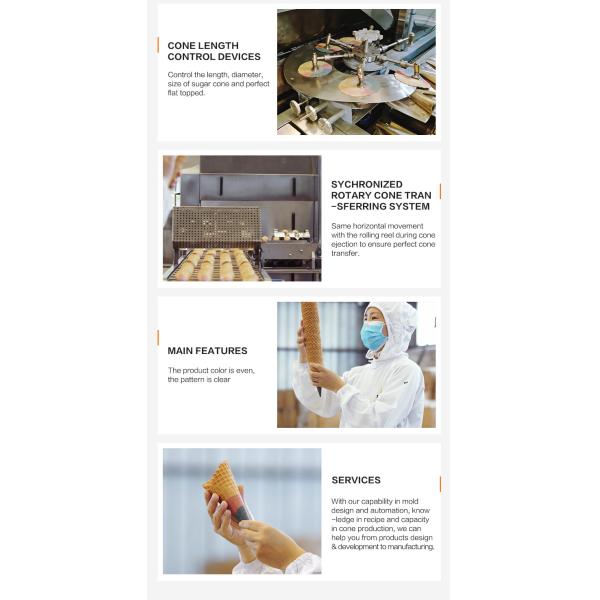 Ice Cream Cone Production Equipment , Multifunctional Automatic Installation Of 63 Baking Templates Of 260*240 Mm .