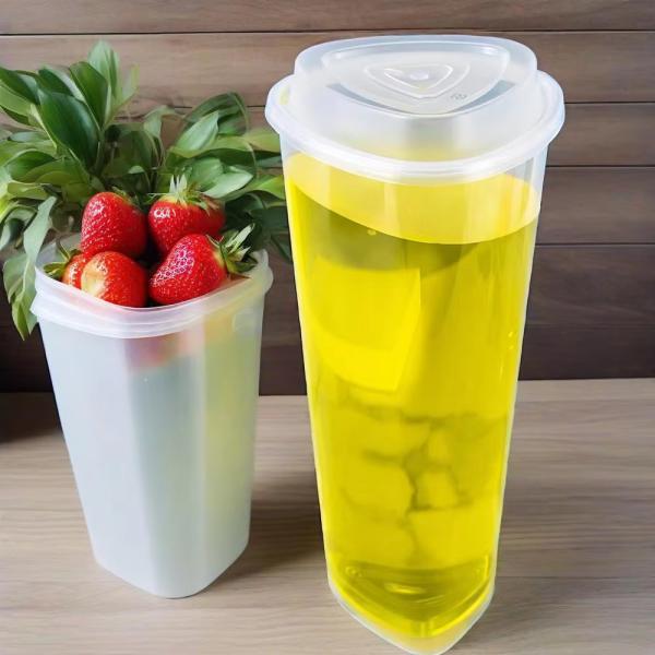 Buy Fashion New Triangle Shaped Disposable Clear 500ml 700ml PP Cold Drink Bubble Milk Tea Boba Disposable Plastic Cups with Logo at wholesale prices