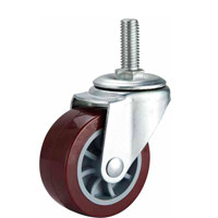Quality 2&quot; screw PU caster red, threaded stem PU caster, PU castors, light duty caster, swivel casters for sale
