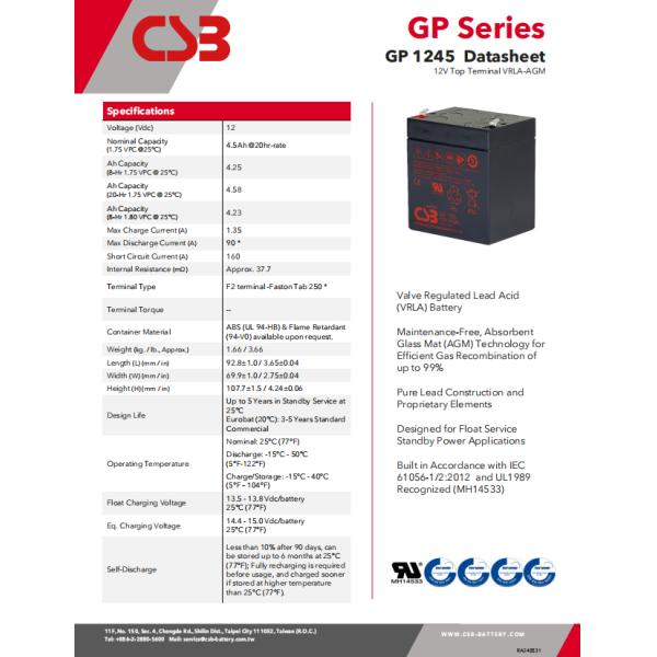 Spaceflight 12V 4.5Ah Solar GEL Lead Acid Battery UPS Energy Storage System Agm Deep Cycle