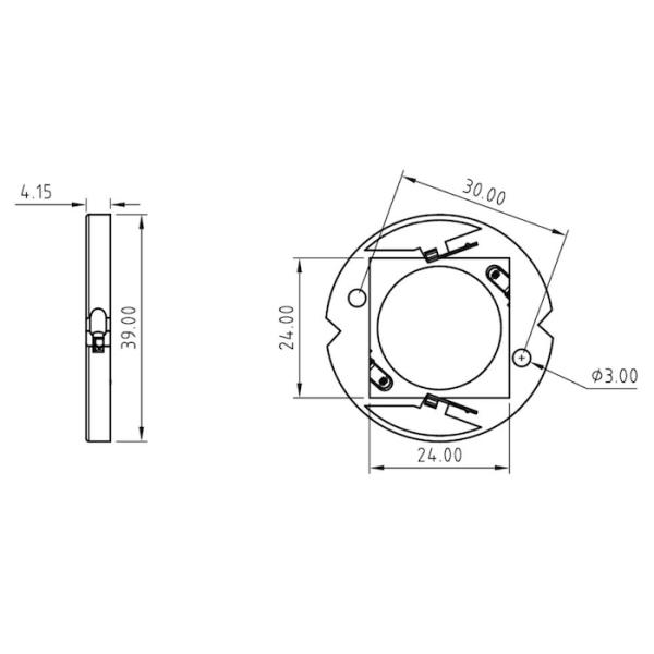 No Soldering LED COB Holder With Stainless Steel Holding Clip Dia 39mm