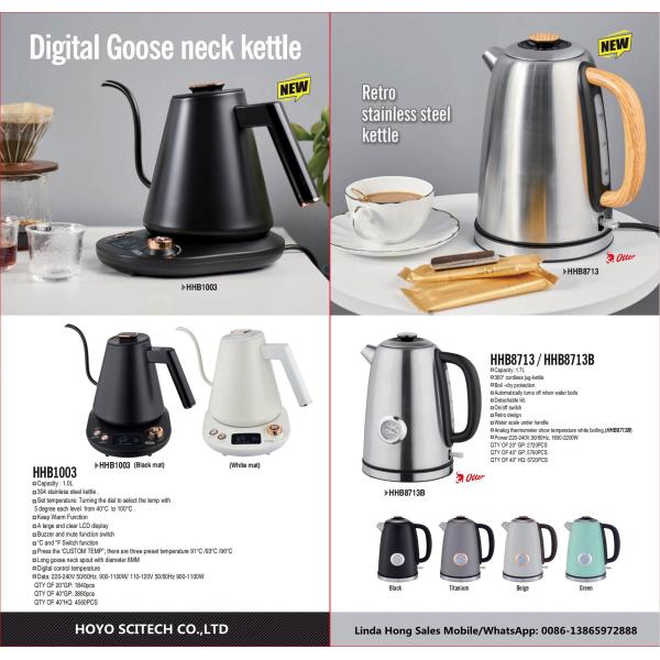 Electric Kettle with Automatic Shut-Off and Boil-Dry Protection