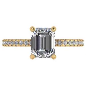 Emerald Cut 18K Rose Gold Ring Wiith 7.58×5.83mm Dimension Natural Diamond OEM