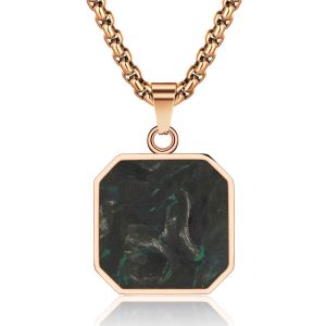 Religious Cross Forged Carbon Fiber Pendant Rose Gold Men Metal Chain Necklace