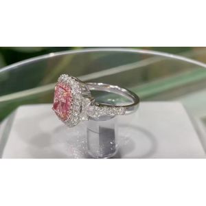 18K White Gold Classic Solitaire Custom Made Jewelry Fantastic Fancy Pink