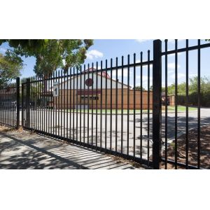 Powder coated tubular steel fence