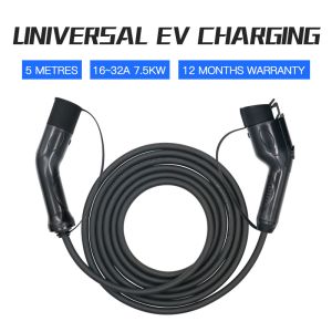 16A 1 Phase Type 2 To Type 2 EV Charging Cable with 5m TUV black cable
