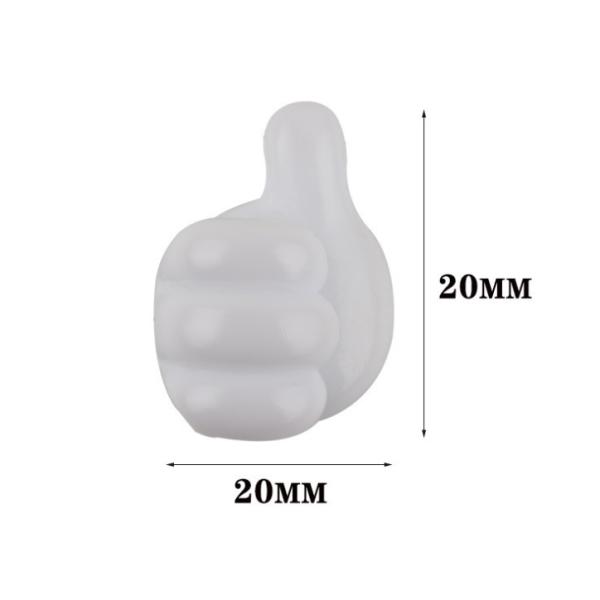 Stylish Injection Plastic Type PVC Thumbs Up Wall Hook for Cable Clip and Key Storage