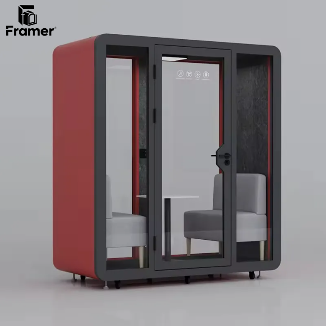 Quality Extendable Two Person Pod Modular Acoustic Phone Booths Modern With Ventilation And USB Power for sale