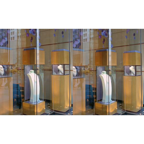 Customized tempered glass jewelry display glass tower case,glass display counter for jewelry show