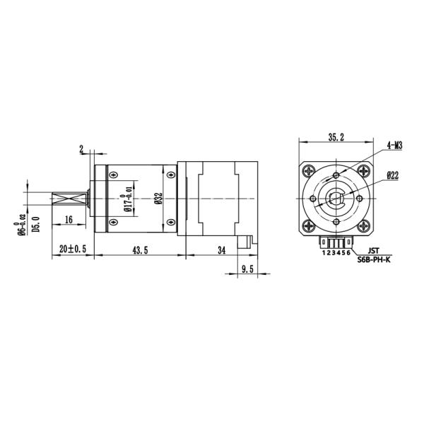 Nema14 Diameter 35mm 5V Voltage 2 Phase Planetary Gearbox Stepper Motor With Gear