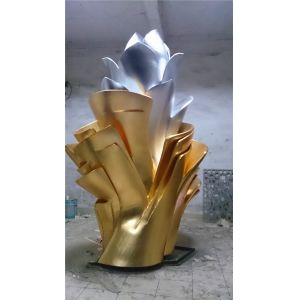 Gold Foil Stainless Steel Sculpture Abstract Paste Modern Silver Sculpture